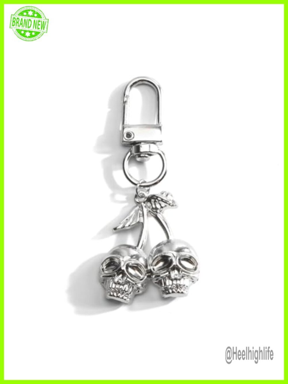 Gothic Skull Cherry Keychain Metal Bag Charm for Keys Purse Handbag